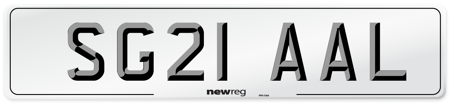 SG21 AAL Number Plate from New Reg